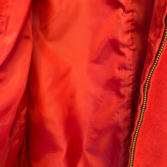 🪩 VINTAGE Cleo Women's Bold Red Suede Leather Jacket | size M - Picture 6 of 10